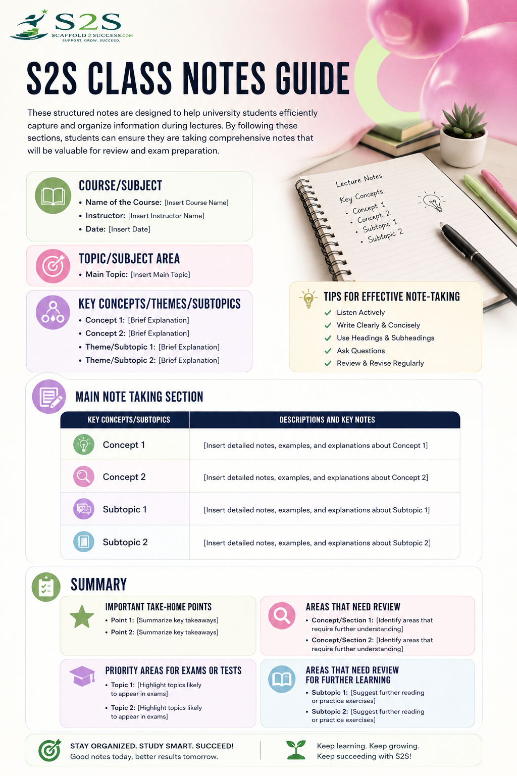 Class Note taking template