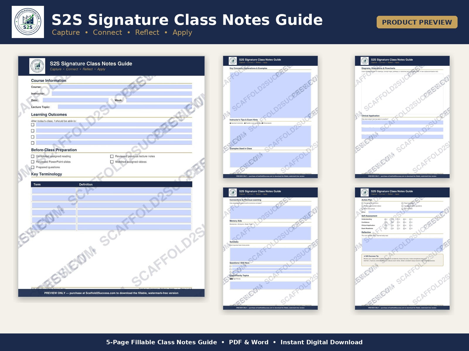 S2S Class Note-Taking Template for Nursing Students